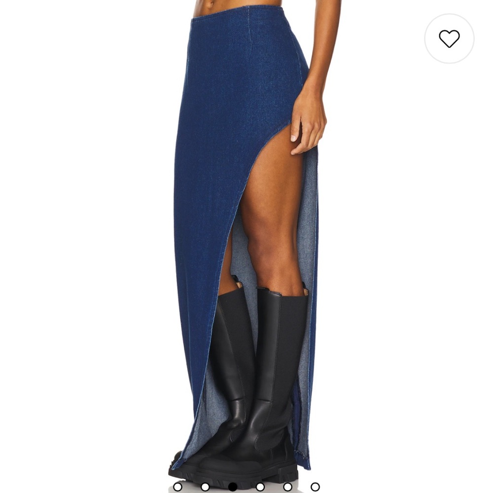 Superdown Tirza Maxi Skirt in Mid Blue Wash